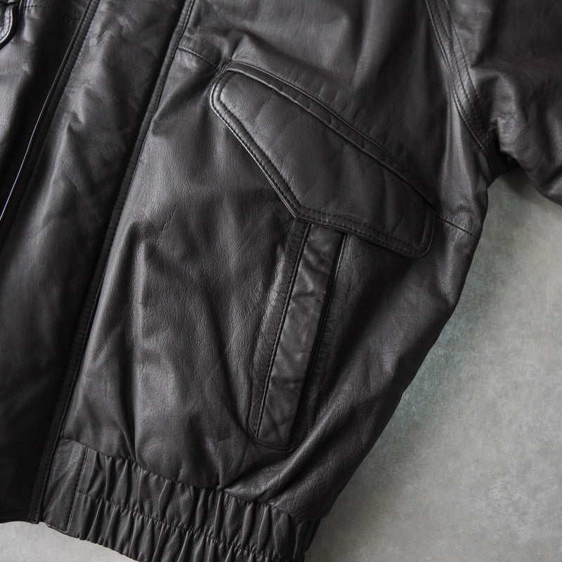 High Neck Leather Blouson - NEWSED