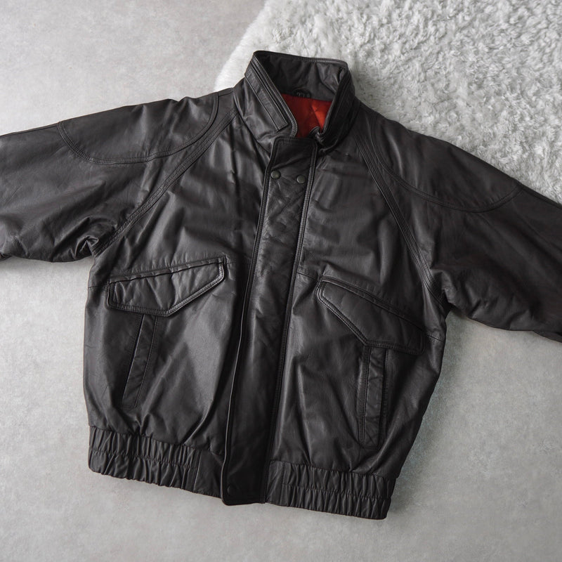 High Neck Leather Blouson - NEWSED