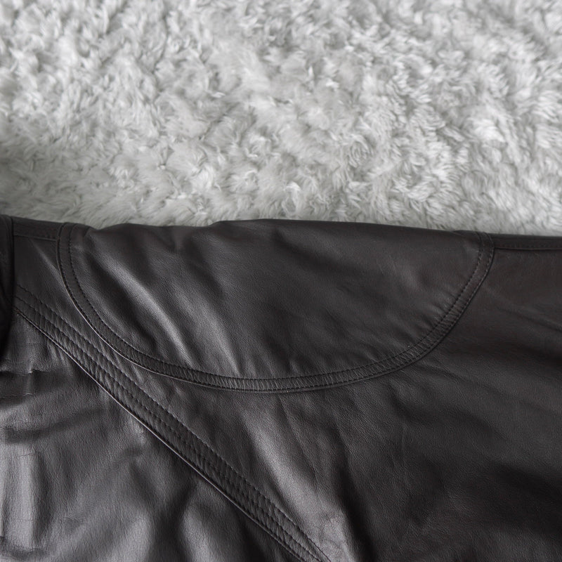 High Neck Leather Blouson - NEWSED