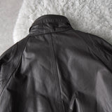 High Neck Leather Blouson - NEWSED
