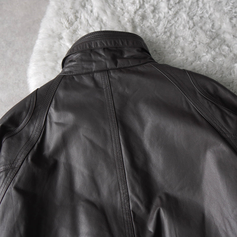 High Neck Leather Blouson - NEWSED