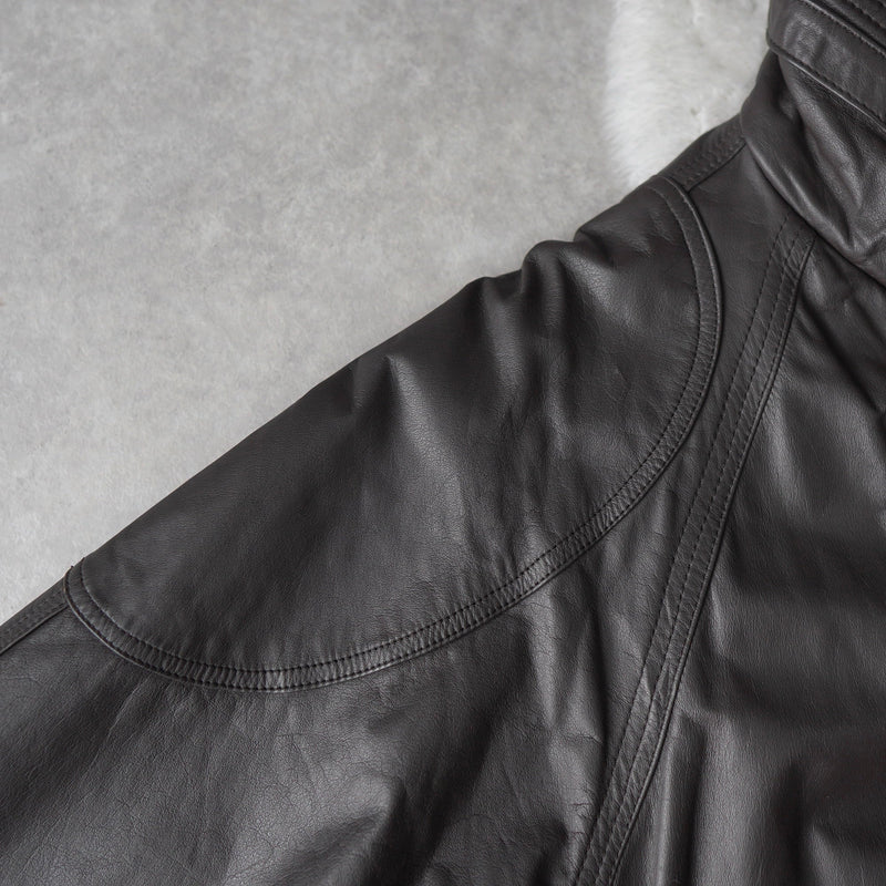 High Neck Leather Blouson - NEWSED