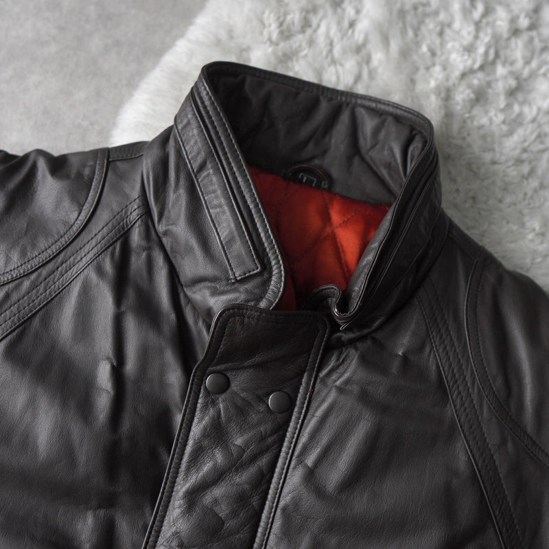 High Neck Leather Blouson - NEWSED