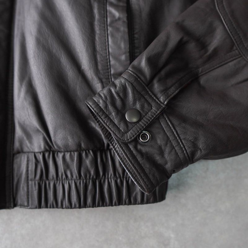 High Neck Leather Blouson - NEWSED
