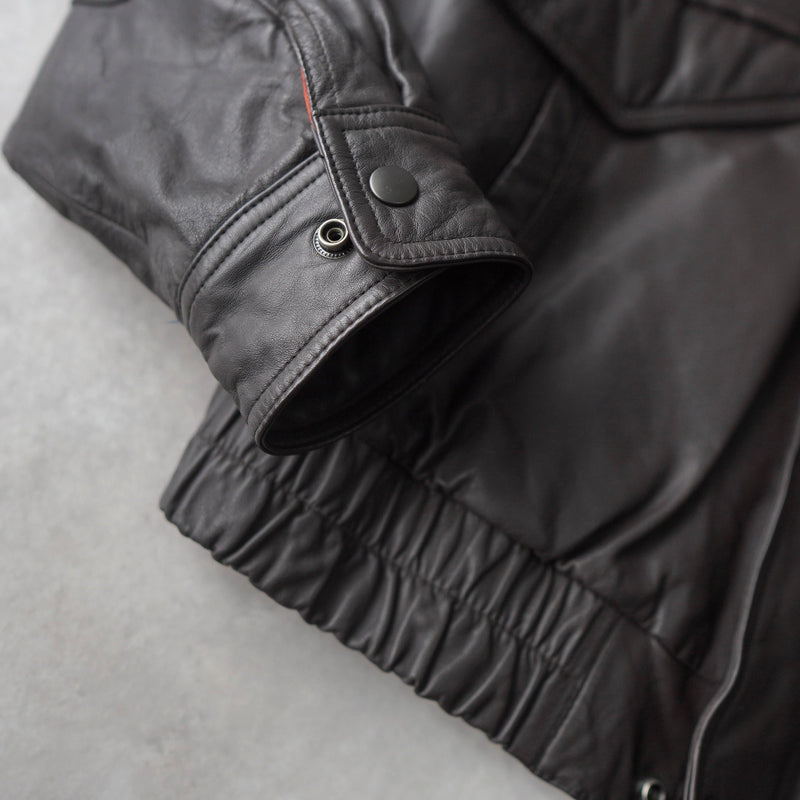 High Neck Leather Blouson - NEWSED