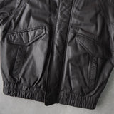 High Neck Leather Blouson - NEWSED