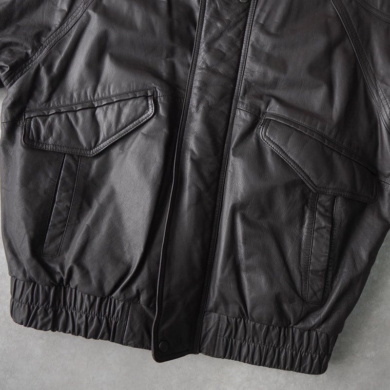 High Neck Leather Blouson - NEWSED