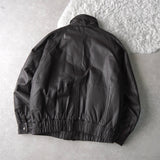 High Neck Leather Blouson - NEWSED