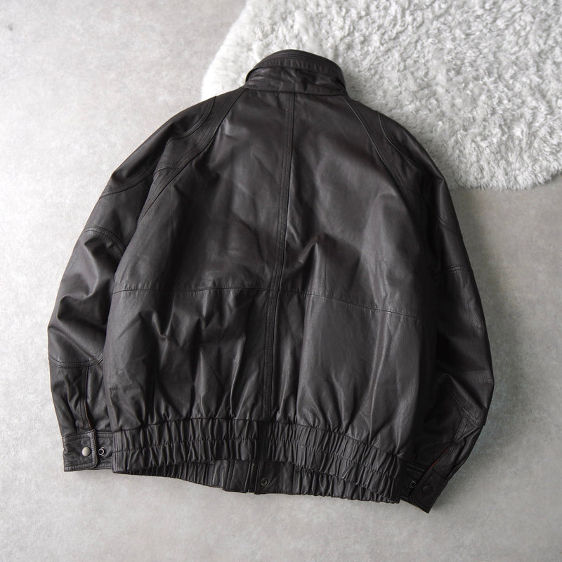 High Neck Leather Blouson - NEWSED