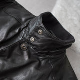 High - neck Leather Jacket - NEWSED