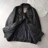 High - neck Leather Jacket - NEWSED