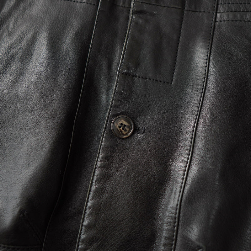 High - neck Leather Jacket - NEWSED