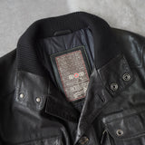 High - neck Leather Jacket - NEWSED