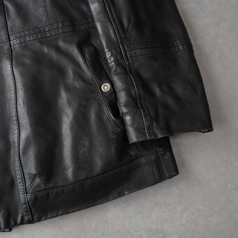 High - neck Leather Jacket - NEWSED