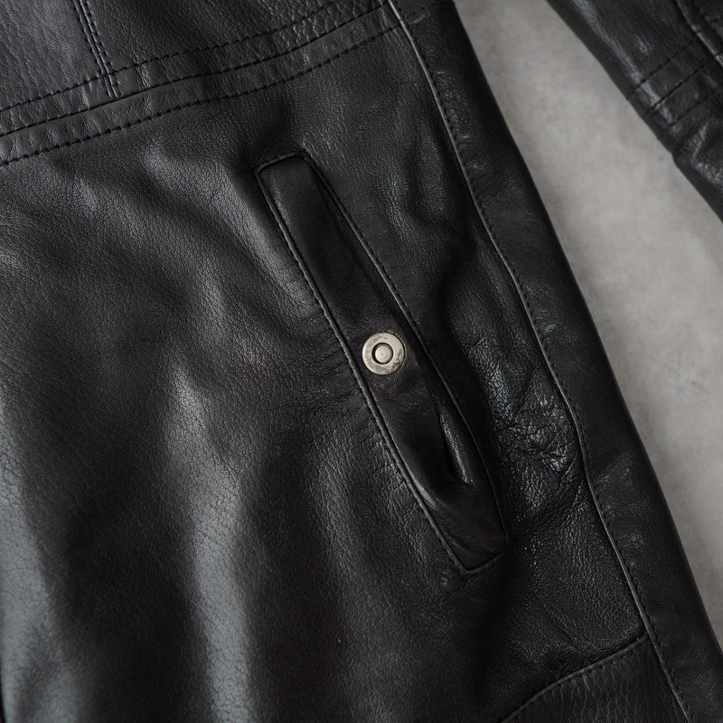 High - neck Leather Jacket - NEWSED