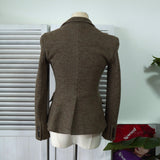 ポロ ラルフローレン シングル ツイード テーラードジャケット ブラウン レディース