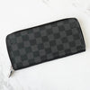 Louis Vuitton Damier Graphite Zippy 钱包 垂直长款钱包 圆形拉链 黑色 IC 芯片内置 M63324
