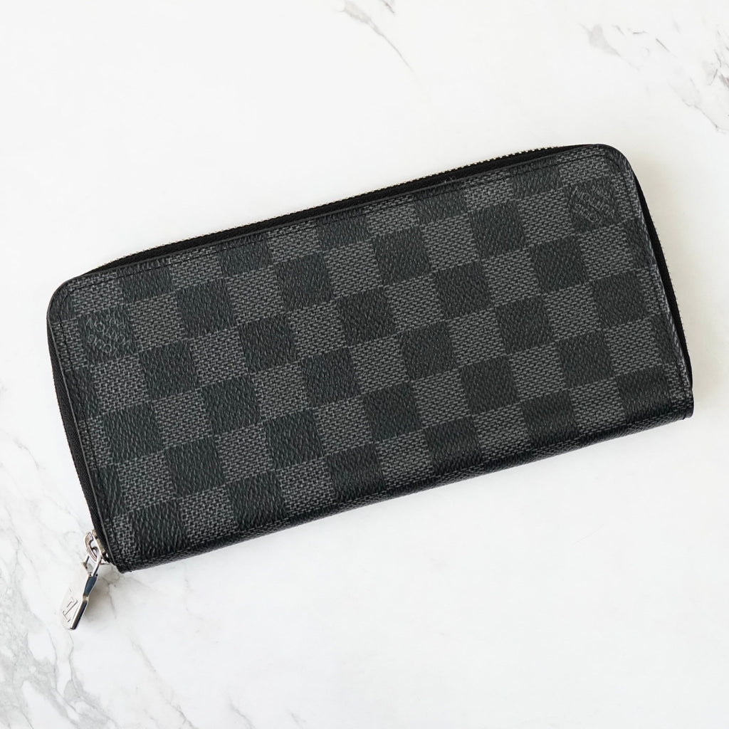 Louis Vuitton Damier Graphite Zippy 钱包 垂直长款钱包 圆形拉链 黑色 IC 芯片内置 M63324