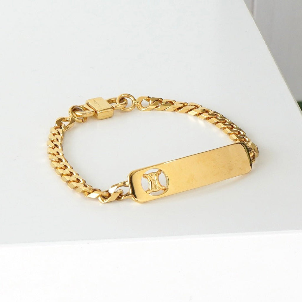 Celine Vintage Triomphe Chain ID Bracelet GP Gold | ブランド古着を