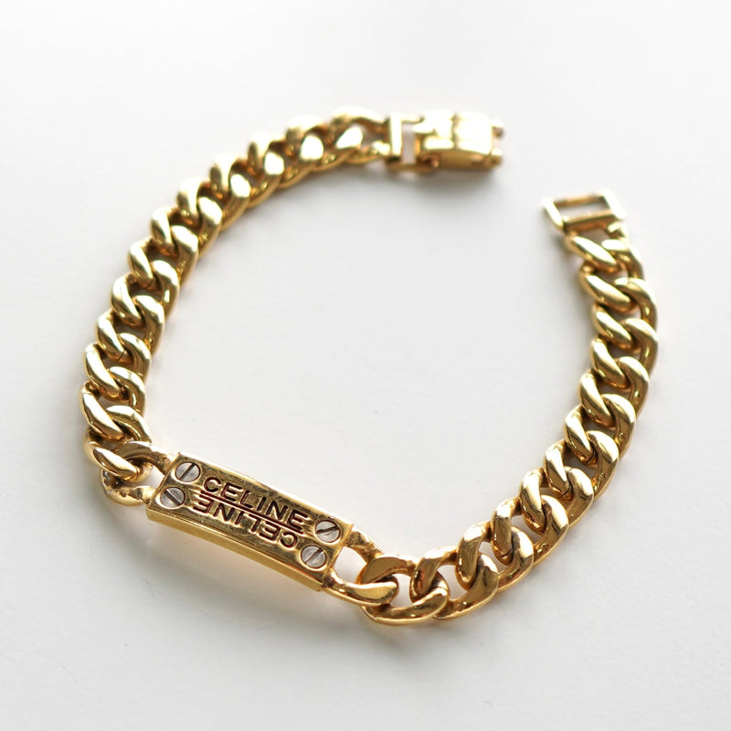ID Plate Motif GP Gold Chain Bracelet - NEWSED
