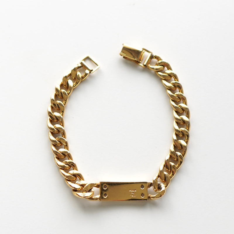 ID Plate Motif GP Gold Chain Bracelet - NEWSED
