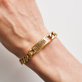 ID Plate Motif GP Gold Chain Bracelet - NEWSED