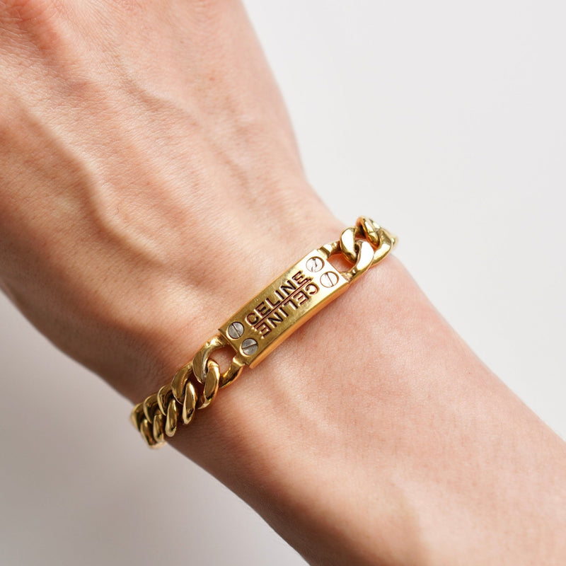 ID Plate Motif GP Gold Chain Bracelet - NEWSED