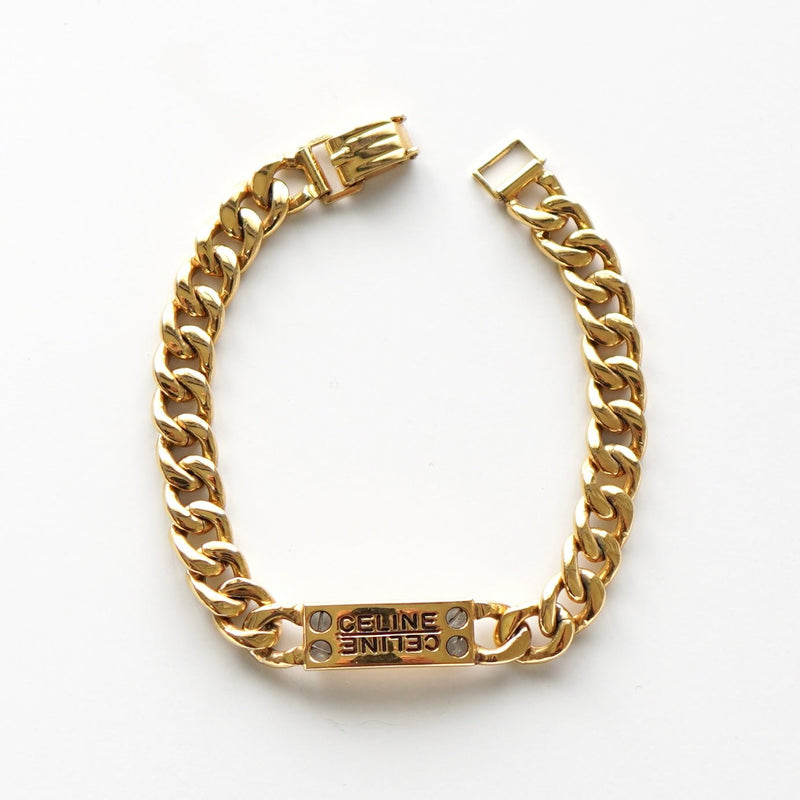 ID Plate Motif GP Gold Chain Bracelet - NEWSED