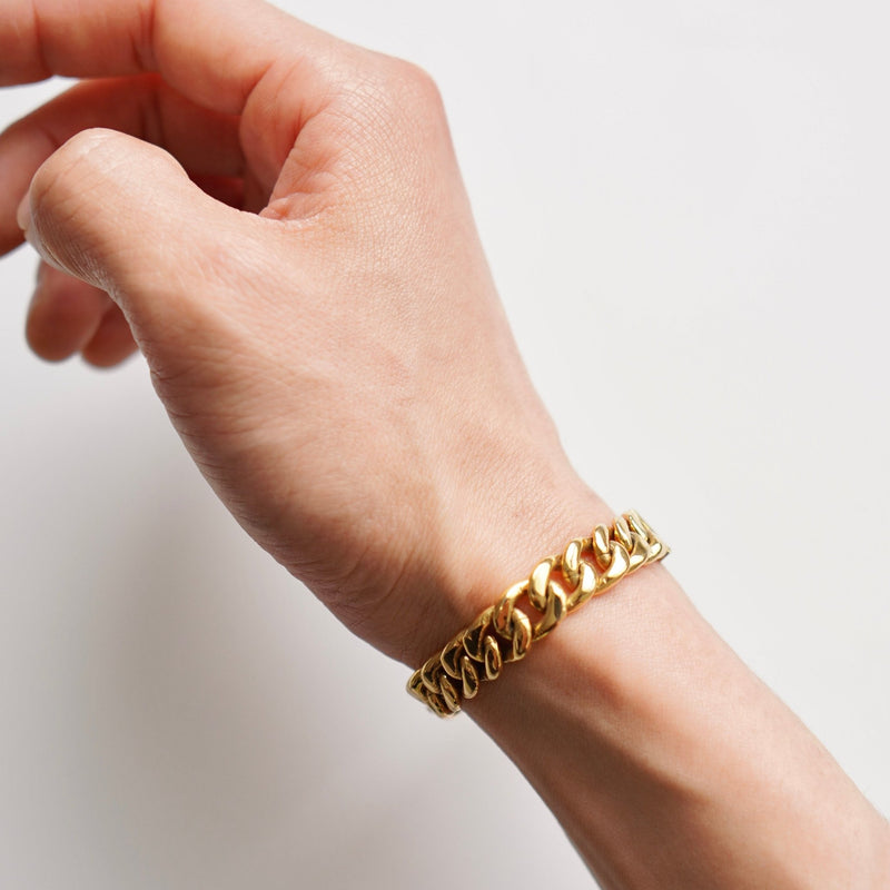 ID Plate Motif GP Gold Chain Bracelet - NEWSED