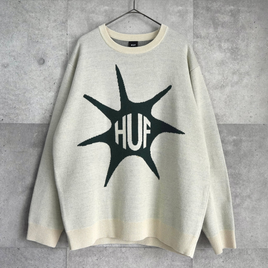 ハフ IMPACT CREWNECK SWEATER ロゴ ニット オフホワイト