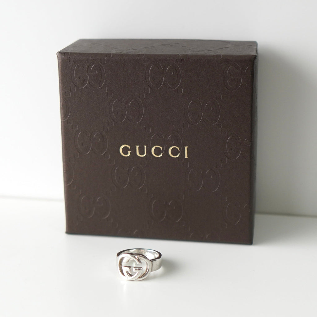 Interlocking G Silver Ring Size:10