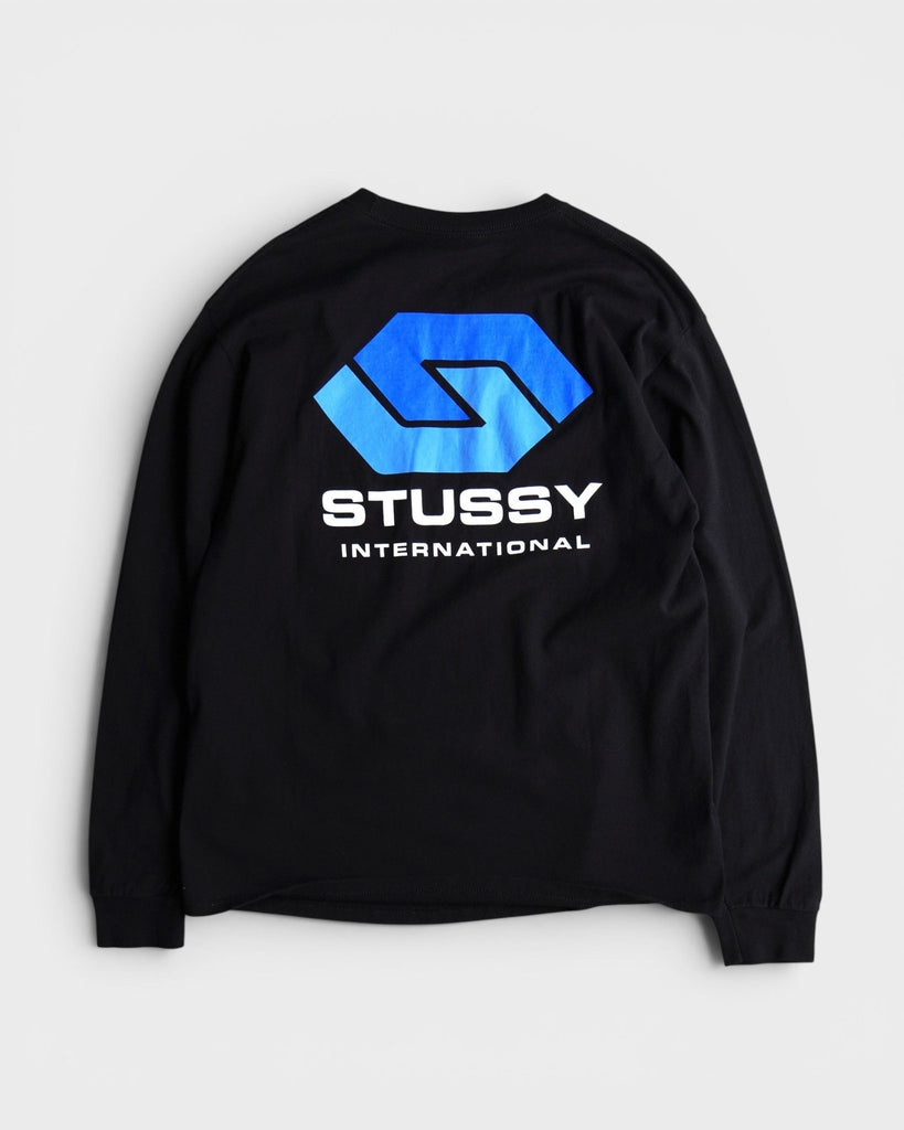 International L/S Tee ステューシー 長袖Tシャツ ロンT ブラック L メンズ