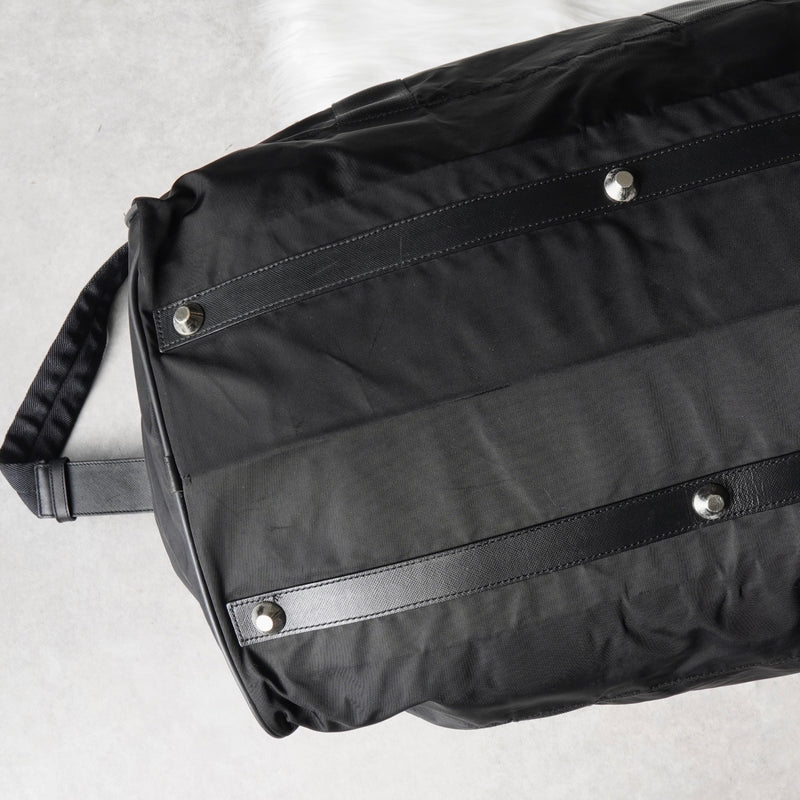 プラダ テスート ポコノ ナイロン / サフィアーノレザー 2way ボストンバッグ ブラック