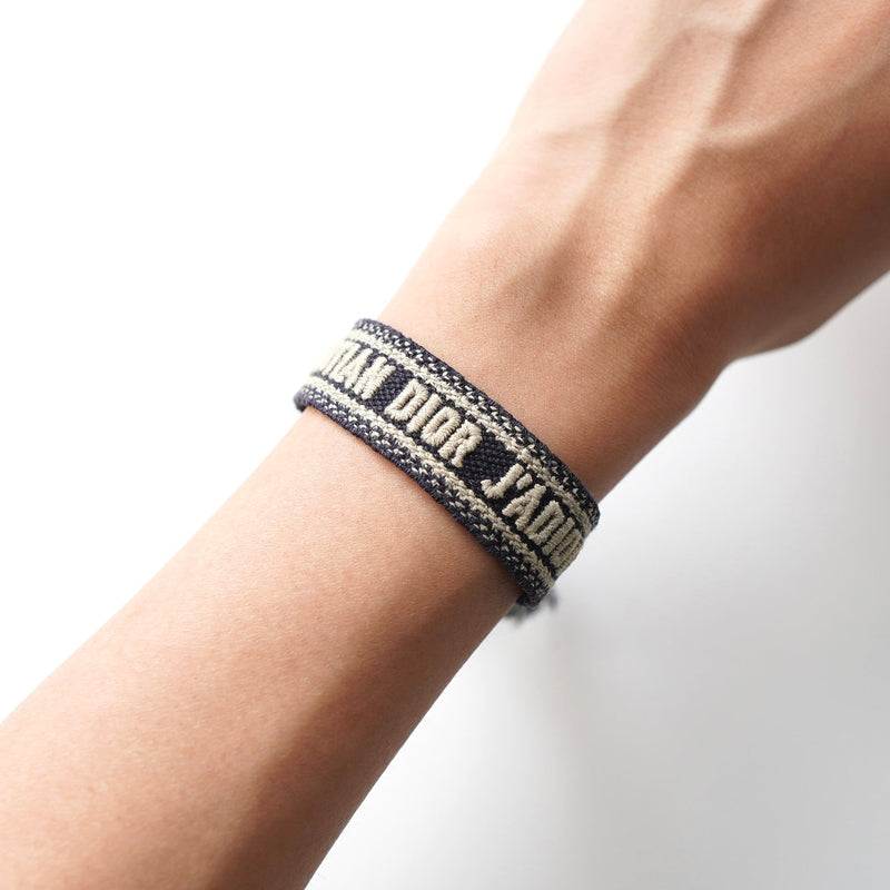 ディオール J'ADIOR コットンブレスレット ミサンガ ピンク×ホワイト