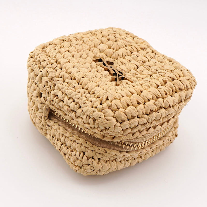 Jamie Cassandra Logo Raffia Mini Pouch - NEWSED