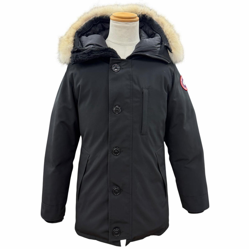 カナダグース Jasper Parka ジャスパー パーカ ロゴワッペン・ファー付き フーデッド ダブルジップアップ ダウンジャケット ブラック S メンズ