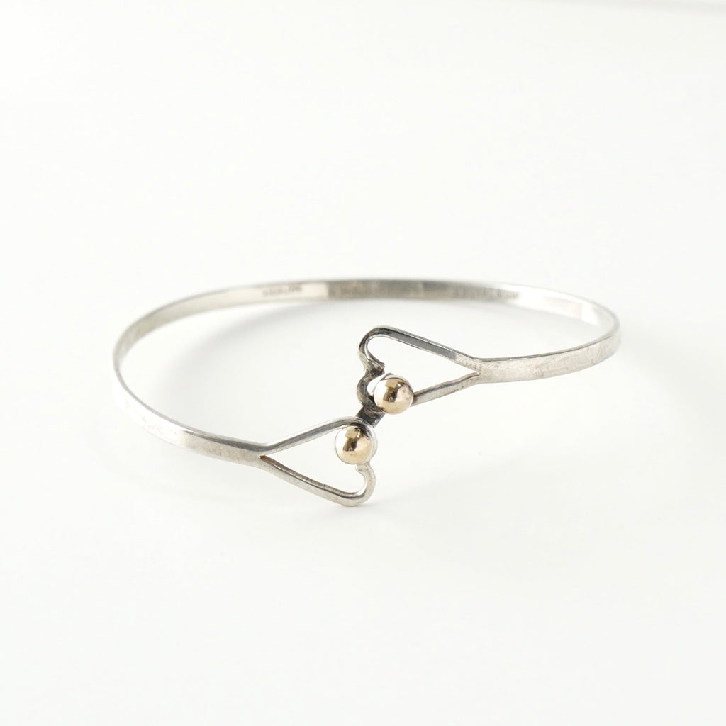 ティファニー フック&アイ ハート K18 × SV925 バングル ブレスレット シルバー / ゴールド