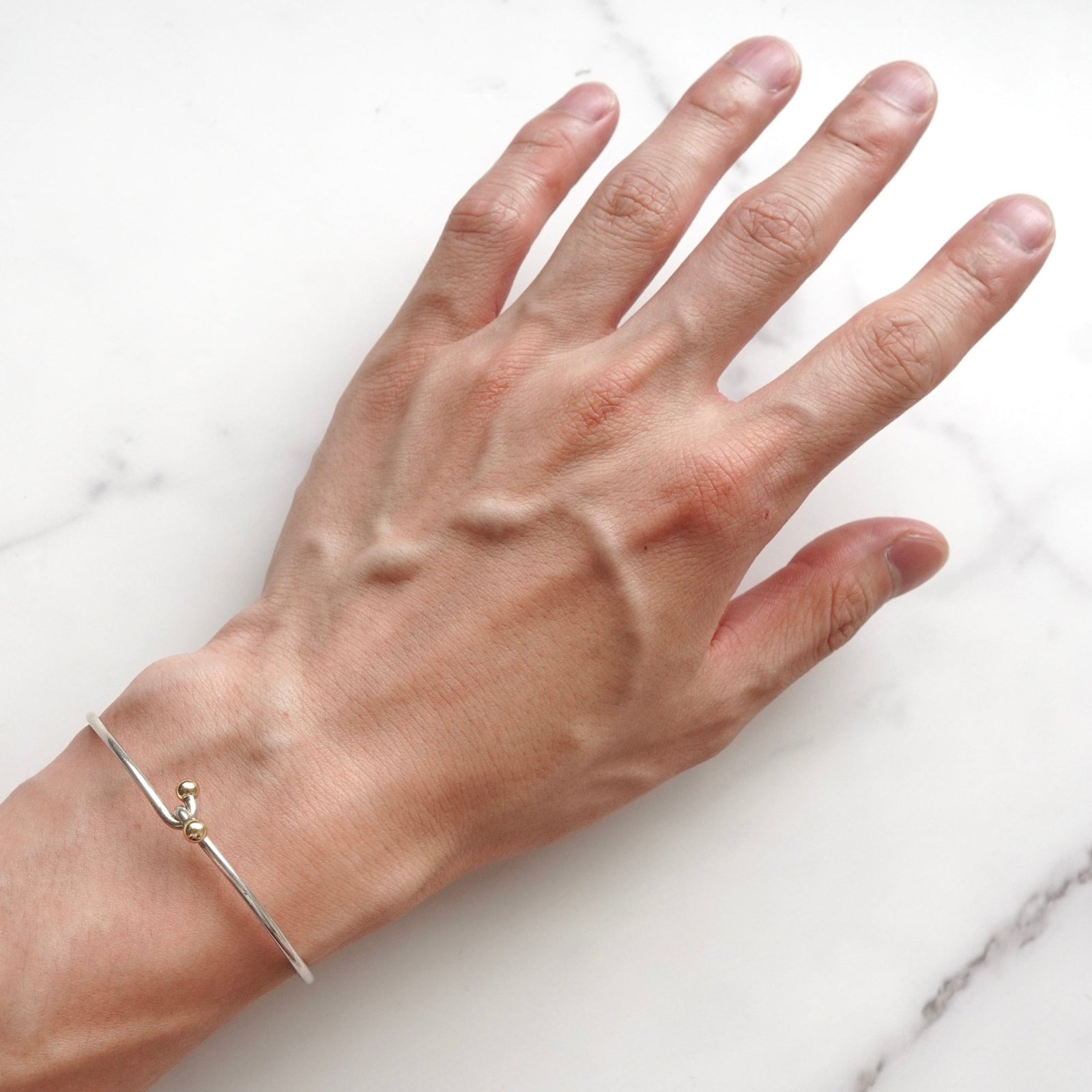 ティファニー ラブノット K18 × SV925 バングル ブレスレット シルバー