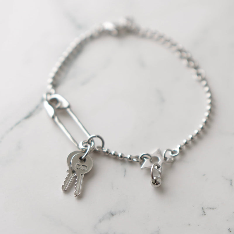 Key Motif Chain Silver Bracelet - NEWSED