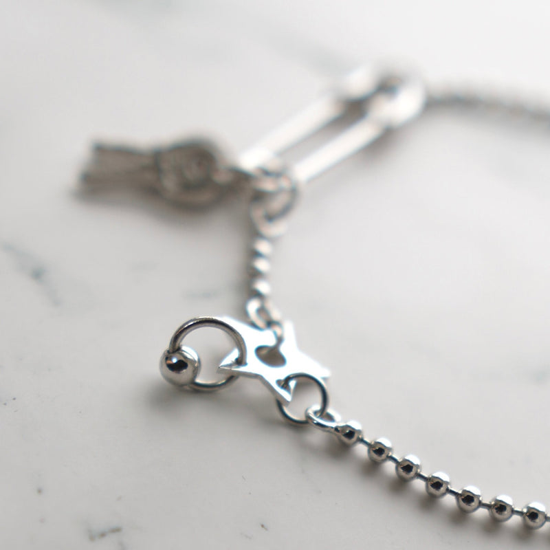 Key Motif Chain Silver Bracelet - NEWSED