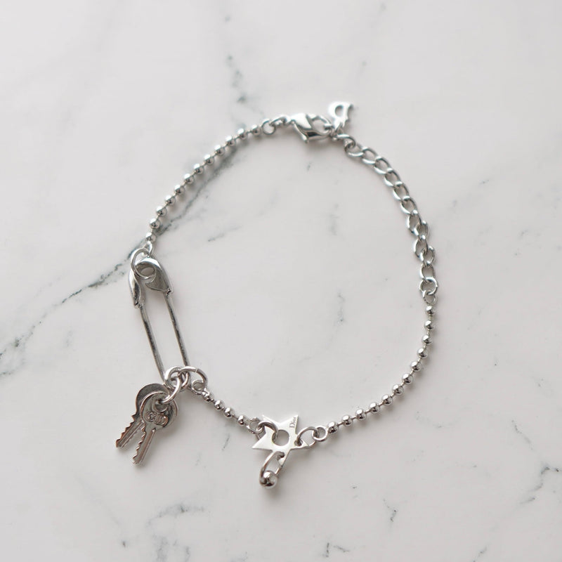 Key Motif Chain Silver Bracelet - NEWSED