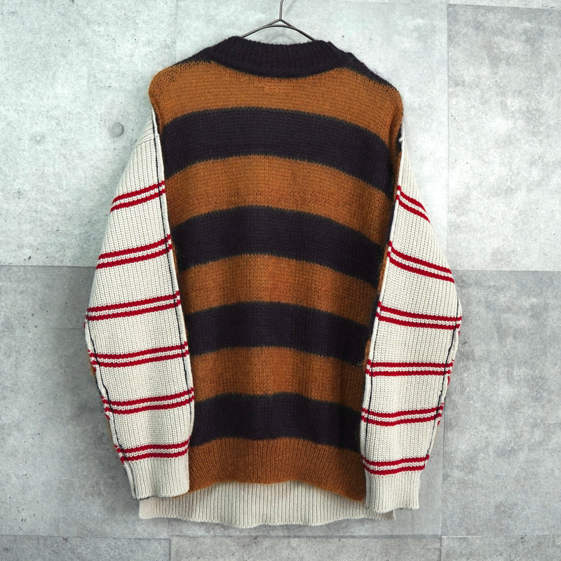 マルニ ドッキング 切り替え ボーダー柄 モヘア ニット キャメル / アイボリー