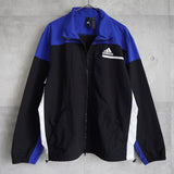 アディダス ナイロンジャケット ロゴプリント ブラック×ブルー Lサイズ - NEWSED