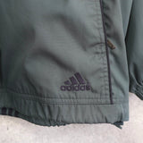 アディダス アノラックパーカー ロゴ刺繍 ハーフジップ グリーン L相当 - NEWSED