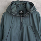 アディダス アノラックパーカー ロゴ刺繍 ハーフジップ グリーン L相当 - NEWSED