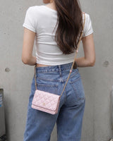 シャネル ココマーク マトラッセ ラムスキン ビジュー チェーンウォレットバッグ ピンク L番台8桁 レディース - NEWSED
