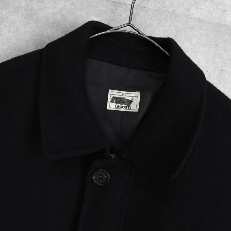 ラコステ ロゴパッチ ウールコート ミドルコート ブラック