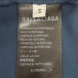 バレンシアガ LAUREL CLASSIC MEDIUM FIT T-SHIRT ダメージ加工 ロゴ刺繍 ショートスリーブ 半袖Ｔシャツ ネイビー S メンズ - NEWSED