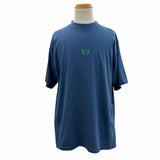 バレンシアガ LAUREL CLASSIC MEDIUM FIT T-SHIRT ダメージ加工 ロゴ刺繍 ショートスリーブ 半袖Ｔシャツ ネイビー S メンズ - NEWSED
