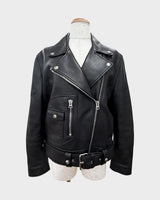 アクネストゥディオズ LEATHER BIKER JACKET レザー バイカー ライダースジャケット ブラック 34 レディース - NEWSED